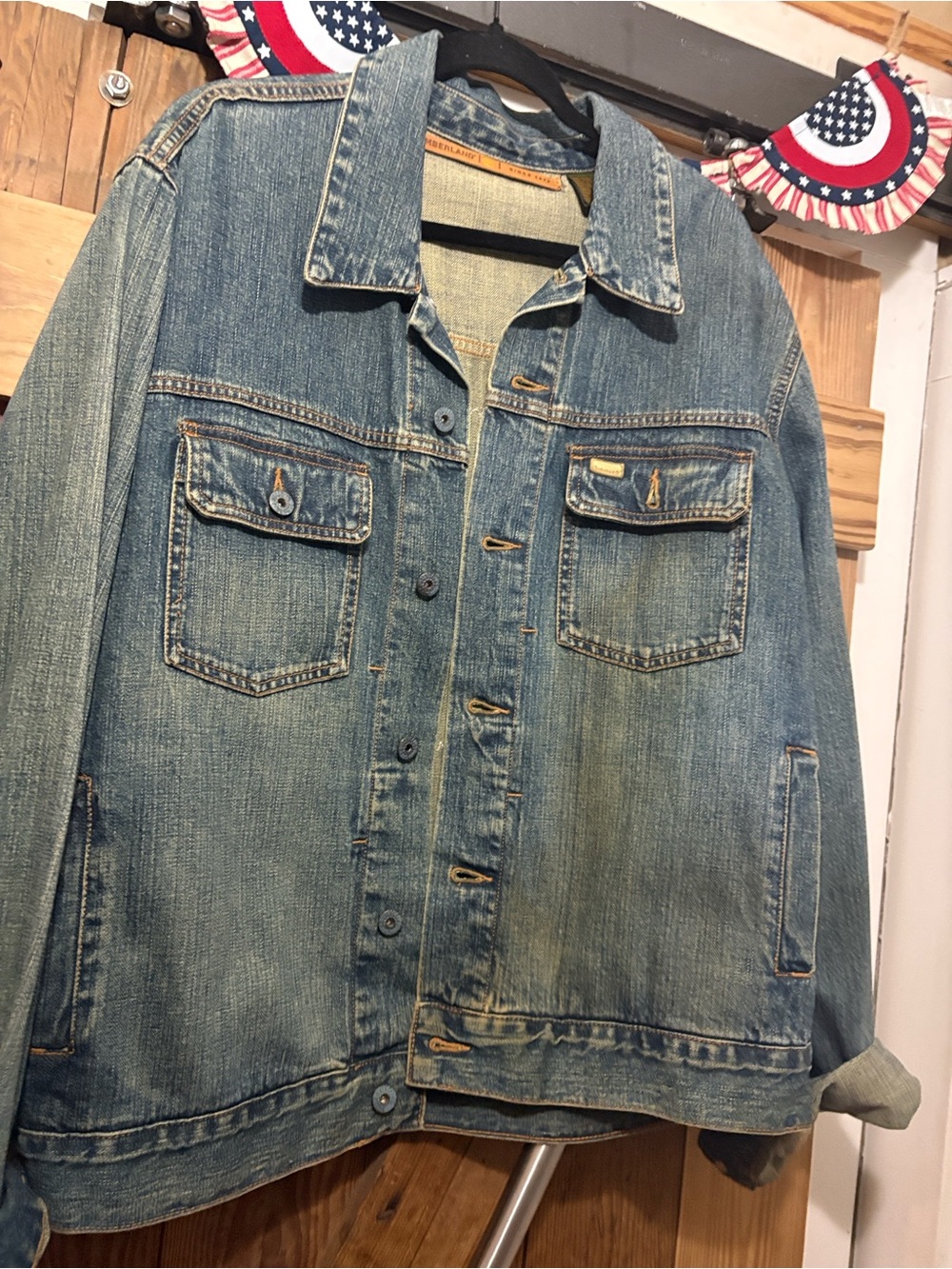 Timberland Denim Jacket with Red Patch Star